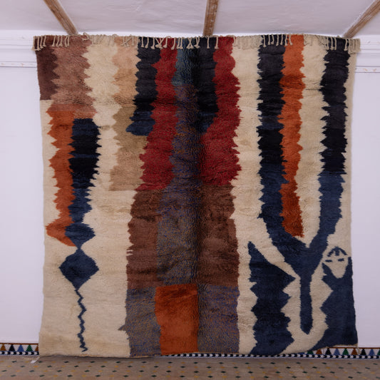 Handmade Mrirt Rug – 100% Wool Moroccan Berber Carpet – Abstract Multicolor Wool Rug – Boho Chic & Modern Home Decor