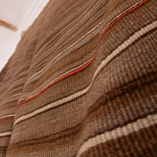 Vintage Moroccan Handwoven Wool Blanket - Striped Berber Textile - Rustic Nomadic Throw