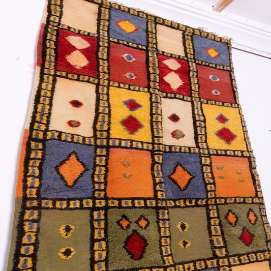 Handwoven Moroccan Akhnif Rug – Bold Geometric Patchwork Design