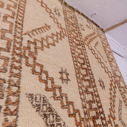 Vintage Moroccan Beni Ourain Rug – Handwoven Wool Berber Carpet – Geometric Tribal Design – Boho & Rustic Home Decor – Unique Artisan Rug