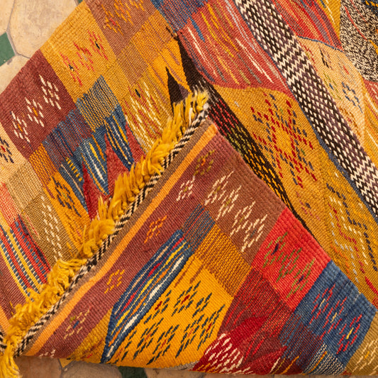 Moroccan Corridor Rug - Handwoven Runner - Bold Diamond Patch Design