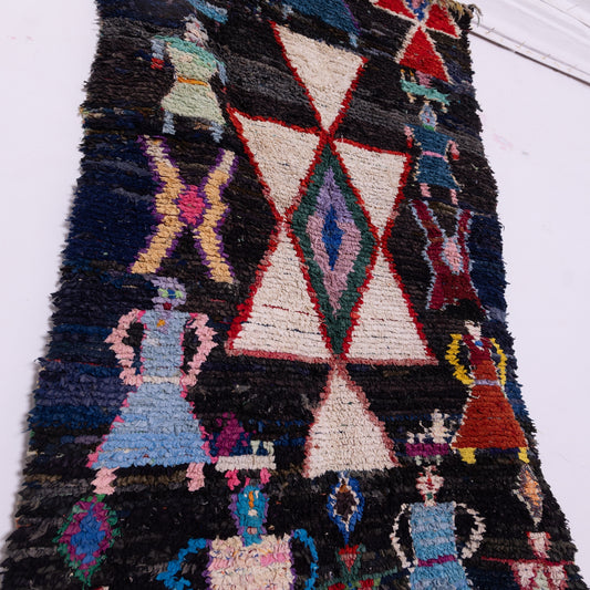 Vintage Moroccan Boucherouite Rug – Handwoven Tribal Berber Carpet – Unique Folk Art Textile