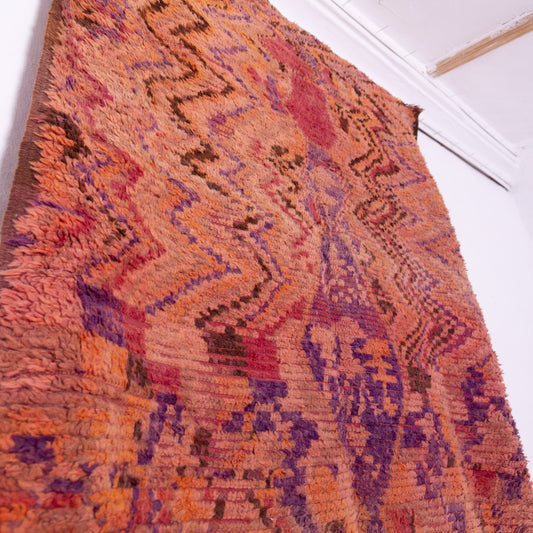 Vintage Moroccan Bjaad Rug – Handwoven Wool Berber Carpet in Warm Earthy Hues – Bohemian Tribal Decor