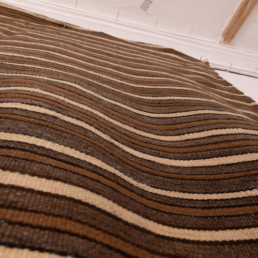 Vintage Handwoven Moroccan Kilim Rug - Berber Striped Wool Blanket - Nomadic Boho Décor