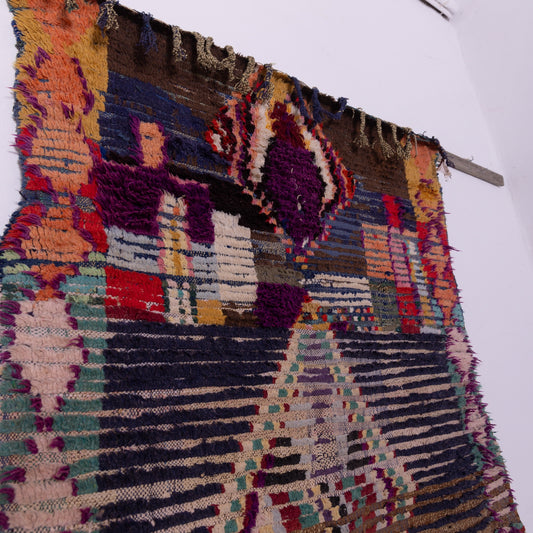 Vintage Bjaad Moroccan Rug - Authentic Handwoven Berber Wool Rug - Bohemian Geometric Tribal Carpet - Unique Moroccan Floor Decor