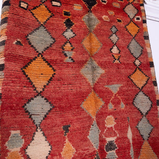 Vintage Moroccan Rehamna Rug – Handwoven Berber Carpet with Bold Geometric Patterns