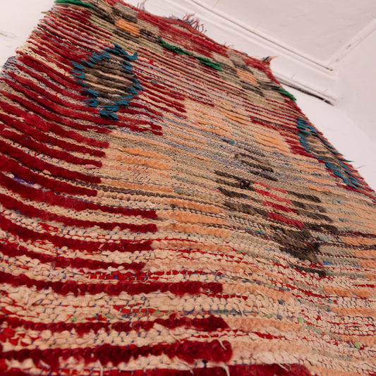 Vintage Moroccan Corridor Rug - Narrow Handwoven Runner - Tribal Berber Geometric Design