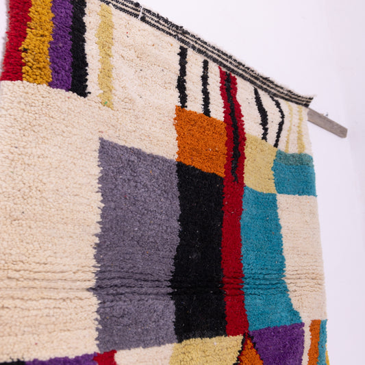Handmade Boujad Moroccan Rug – Colorful Geometric Wool Area Rug – Vintage-Inspired Boho Decor – Authentic Berber Carpet – Unique Moroccan Art