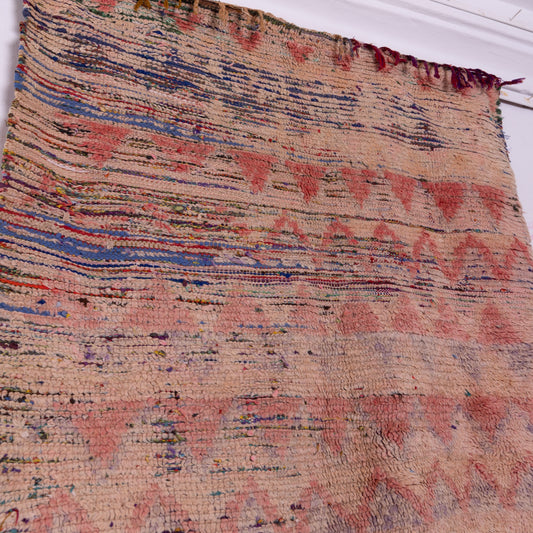 Vintage Moroccan Berber Rug – Handwoven Wool Carpet – Subtle Tribal Zigzag Pattern
