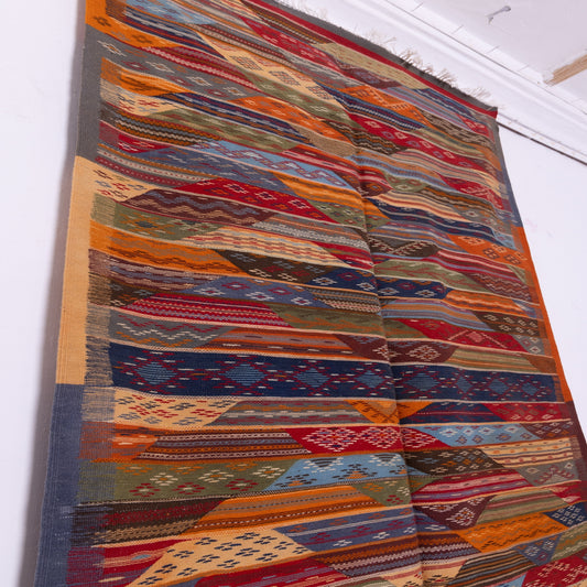 Handwoven Moroccan Akhnif Rug – Intricate Berber Wool & Cotton Carpet