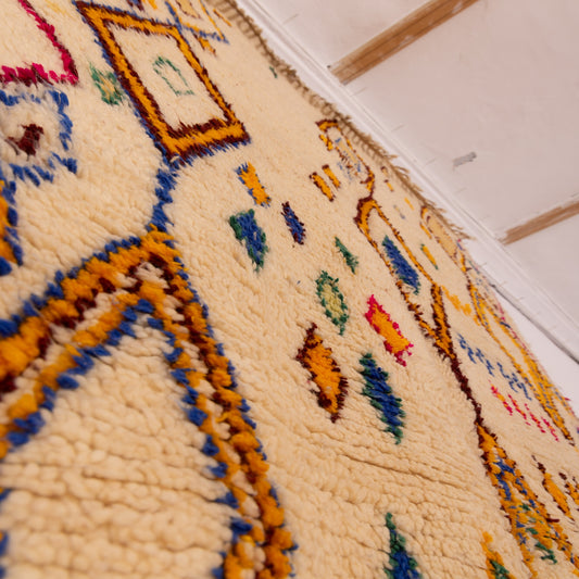 Moroccan Azilal Rug - Colorful Diamond Berber Carpet - Handmade Wool & Cotton Tribal Art - Geometric Boho Area Rug