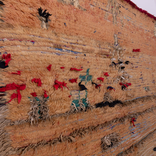 Vintage Bjaad Moroccan Rug - Authentic Handwoven Wool Rug - Berber Tribal Shag Rug - Unique Bohemian Floor Decor - Nomadic Heritage Piece