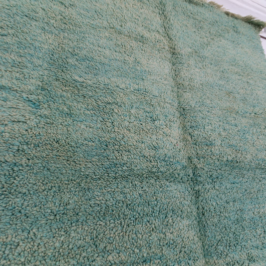 Vintage Green Berber Rug - Moroccan Handwoven Wool Carpet - Soft Plush Tribal Rug - Unique Rustic Wool Area Rug - Bohemian Minimalist Decor