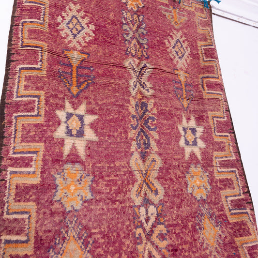Vintage Rehamna Moroccan Rug – Handwoven Wool Berber Carpet with Geometric Tribal Motifs