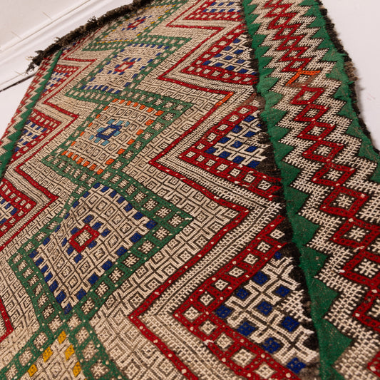 Handmade Moroccan Corridor Runner - Zigzag Tribal Design - 100% Wool