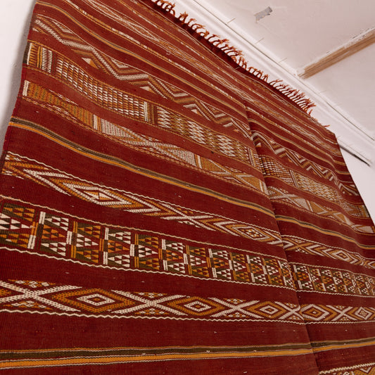 Vintage Moroccan Handwoven Berber Rug - Traditional Wool Kilim Carpet