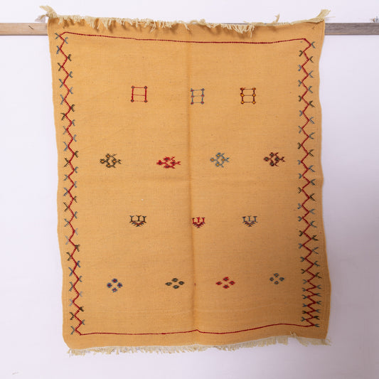 Handwoven Moroccan Akhnif Rug – Golden Berber Wool & Cotton Carpet