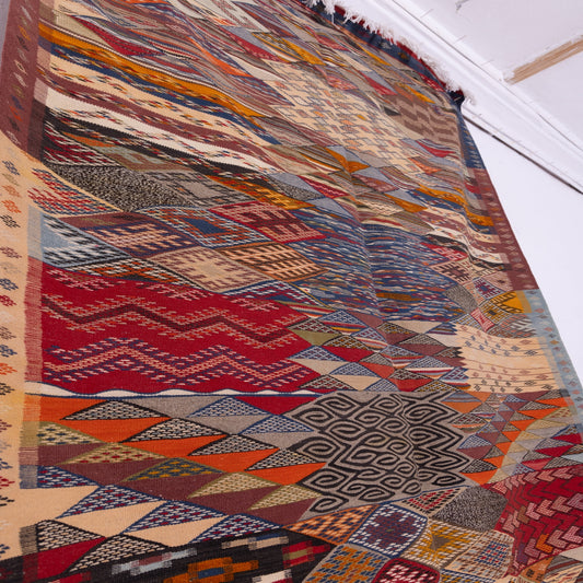 Handwoven Moroccan Akhnif Rug – Intricate Berber Wool & Cotton Carpet