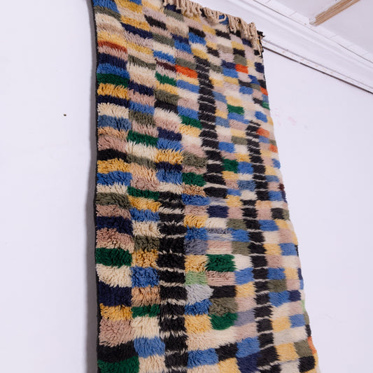 Handwoven Moroccan Mrirt Rug – Colorful Geometric Berber Wool Carpet in Multicolored Blocks