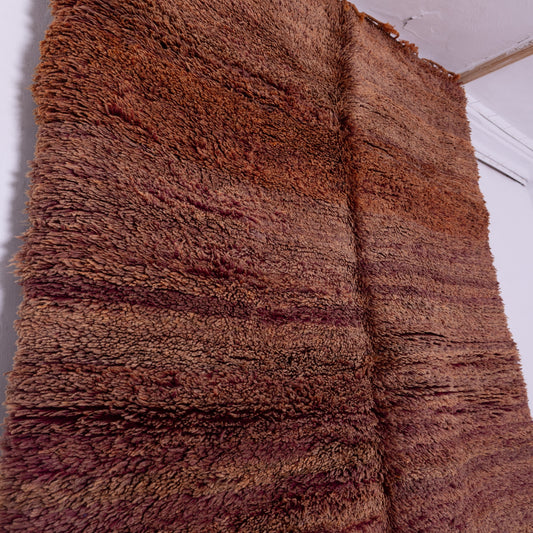 Vintage Moroccan Berber Rug – Handwoven Wool from Moyen Atlas – Deep Brown & Earthy Plum Tones – Authentic Beni Mguild Carpet – Bohemian & Rustic Decor