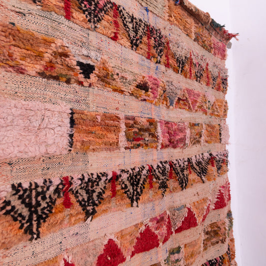 Vintage Bjaad Moroccan Rug – Handwoven Berber Wool Carpet with Tribal Motifs & Warm Earthy Tones – Authentic Boho Home Decor