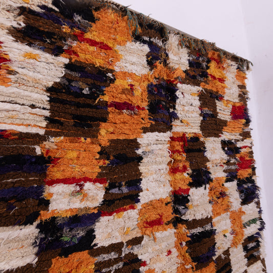 Vintage Moroccan Boucherouite Rug – Handwoven Berber Shag Carpet in Earthy & Warm Tones – Boho Eclectic Home Decor