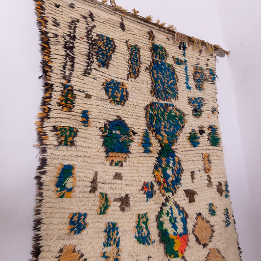 Abstract Moroccan Azilal Rug - Handwoven Wool Vintage Berber Carpet - Mid-Century Boho Wall or Floor Art