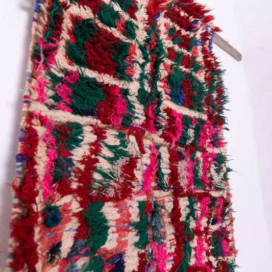 Vintage Moroccan Boucherouite Rug – Handwoven Colorful Berber Carpet