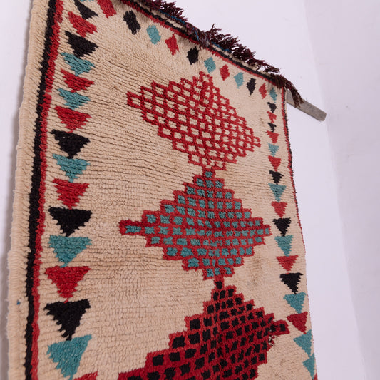Vintage Azilal Wool Rug - Tribal Diamond Totem Design - Handwoven Moroccan Berber