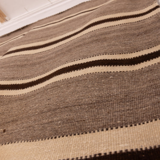 Handwoven Moroccan Kilim Rug - Vintage Berber Wool Striped Carpet - Bohemian Home Decor