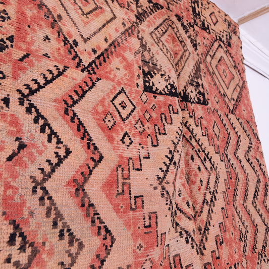 Vintage Moroccan Rehamna Rug – Handwoven Bohemian Berber Carpet with Tribal Geometric Design