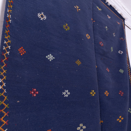 Handwoven Moroccan Akhnif Rug – Midnight Blue Berber Wool Carpet