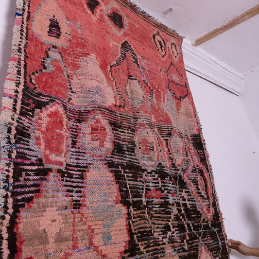 Vintage Moroccan Berber Rug – Handwoven Wool Carpet – Bold Red Minimalist Design