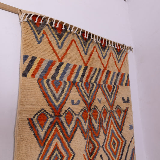 Handwoven Moroccan Boujad Rug – Authentic Berber Wool Carpet – Geometric Tribal Design