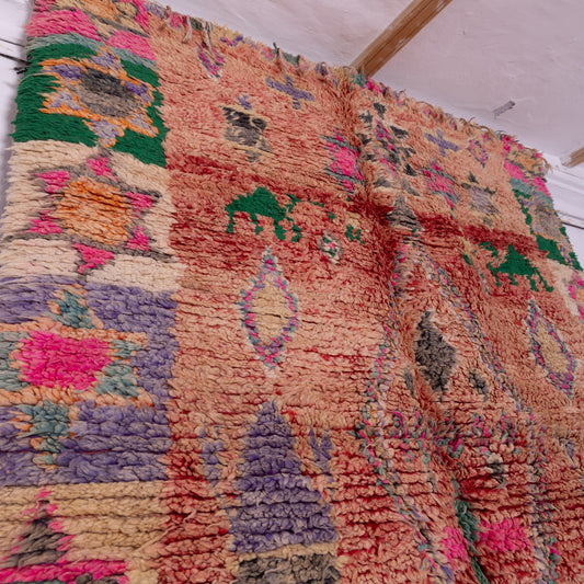 Vintage Moroccan Boujad Rug – Handwoven Wool Berber Carpet – Bohemian Tribal Decor