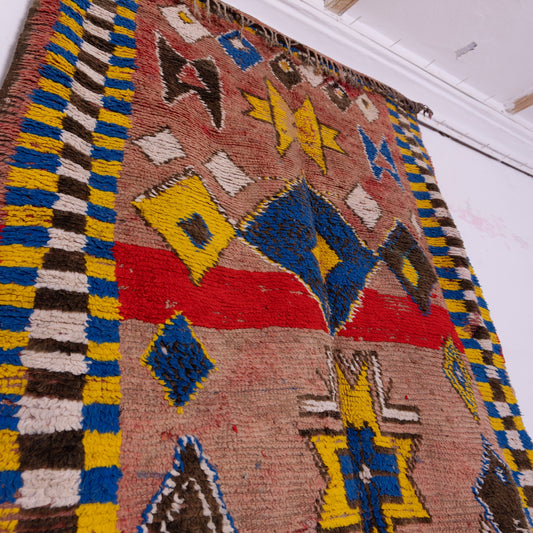Vintage Moroccan Berber Rug – Handwoven Wool Carpet with Tribal Geometric Patterns