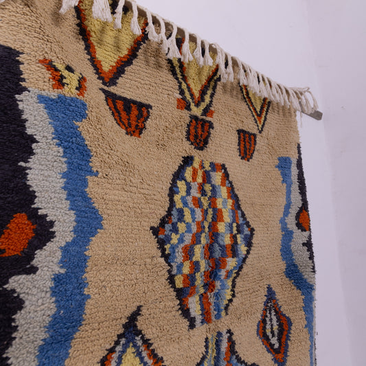 Handmade Boujad Moroccan Rug – Vintage Berber Wool Carpet – Unique Tribal Geometric Design