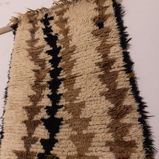 Vintage Moroccan Corridor Runner Rug - Handwoven Berber Hallway Carpet - 80% Wool 20% Cotton - Tribal Arrow Design - Earth Tones - One of a Kind