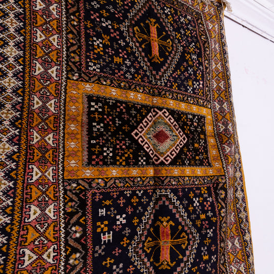 Vintage Taznakht Moroccan Rug – Handwoven Berber Carpet – 70% Wool & 30% Cotton – Unique Geometric & Tribal Design – Authentic Bohemian Decor