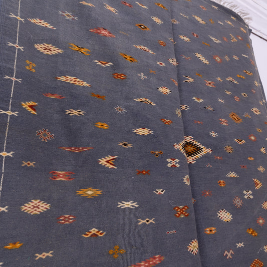 Handwoven Moroccan Akhnif Rug – Elegant Berber Wool & Cotton Carpet with Tribal Motifs