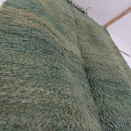 Vintage Green Moroccan Berber Rug - Handwoven Wool Carpet - Boho Minimalist Decor - Unique Rustic Wool Area Rug - Authentic Tribal Rug