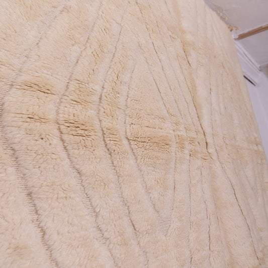 Handmade Mrirt Rug – 100% Wool Moroccan Berber Carpet – Cream Textured Diamond Wool Rug – Luxury Minimalist & Modern Home Decor