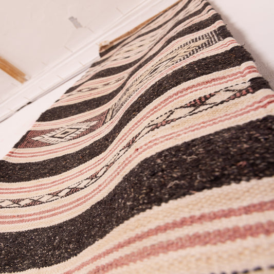 Handwoven Wool Corridor Runner Rug - Minimalist Berber Design