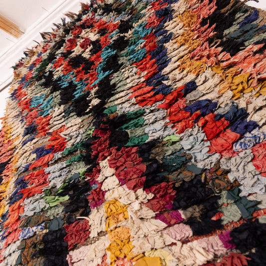 Handwoven Vintage Corridor Rug – 80% Wool & 20% Cotton – Colorful Geometric Design – Sustainable Home Decor
