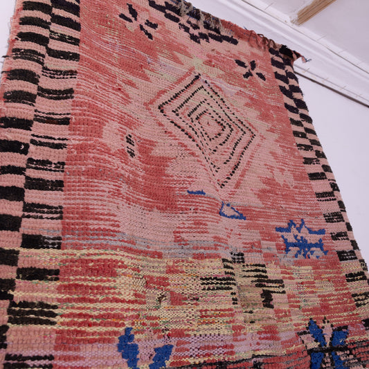 Vintage Bjaad Moroccan Rug - Handwoven Berber Wool Rug - Traditional Nomadic Design - One-of-a-Kind Boho Area Rug - Authentic Tribal Floor Decor