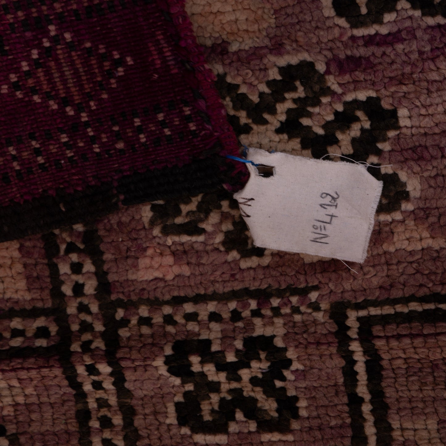 Vintage Moroccan Berber Rug – Handwoven Wool with Intricate Tribal Symbols – Unique Checkerboard Design in Earthy Tones