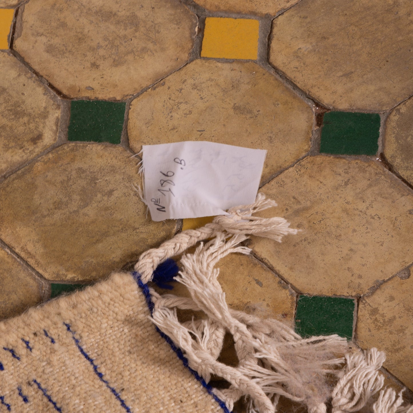 Blue Moroccan Azilal Rug - Handwoven Wool and Cotton Berber Carpet - Tribal Pattern - Contemporary Bohemian Decor