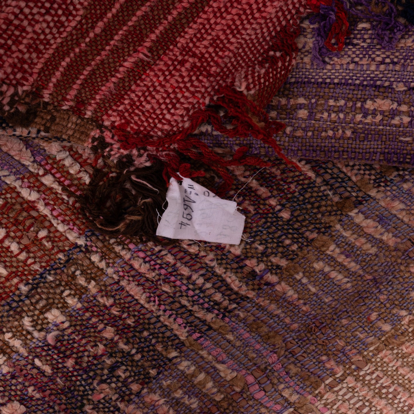 Vintage Moroccan Berber Rug – Handwoven Wool Striped Carpet with Tribal Accents