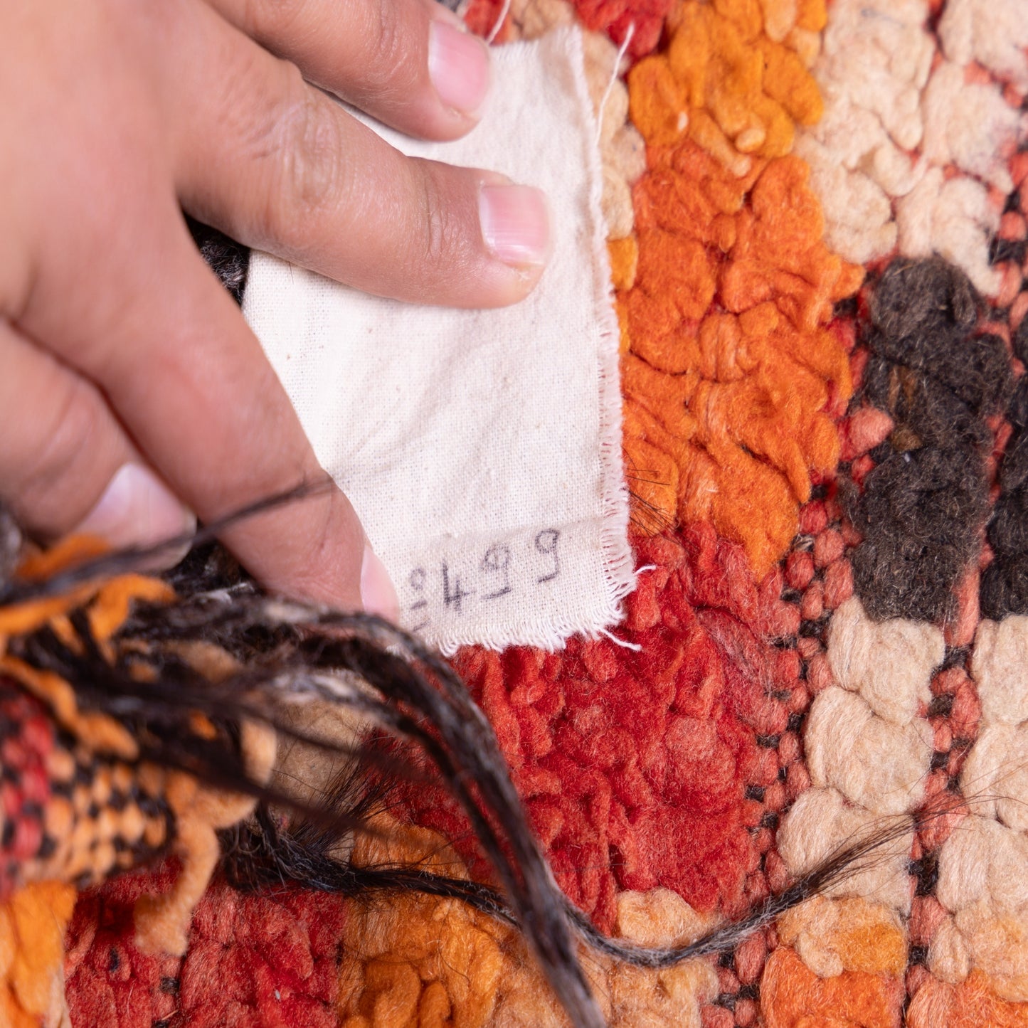 Vintage Moroccan Rehamna Rug – Handmade Berber Wool Carpet with Fiery Red & Orange Tones ; 10,33 ft / 6,07 ft