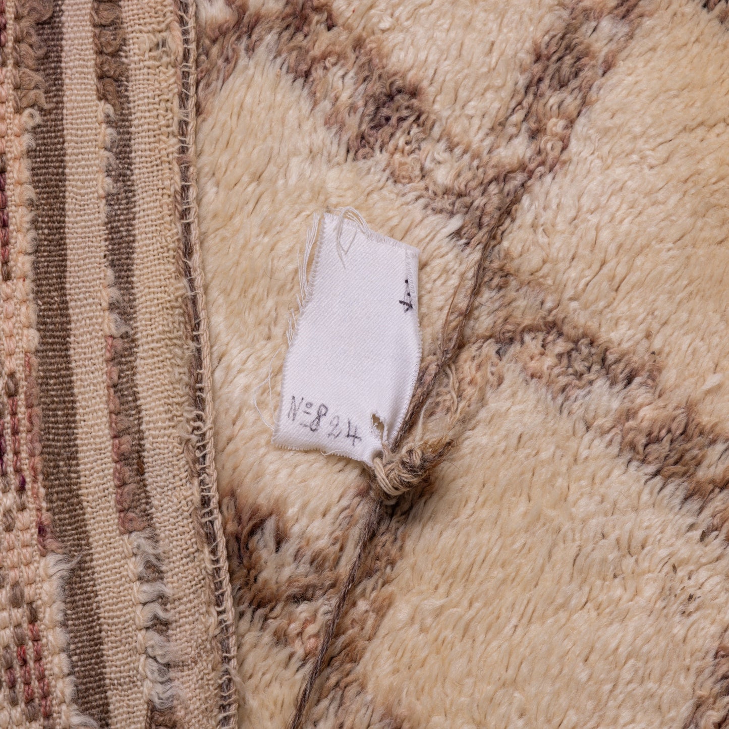 Vintage Moroccan Beni Ourain Rug | Handwoven Berber Wool Carpet | Timeless Tribal Elegance ; 12,14 ft / 6,56 ft